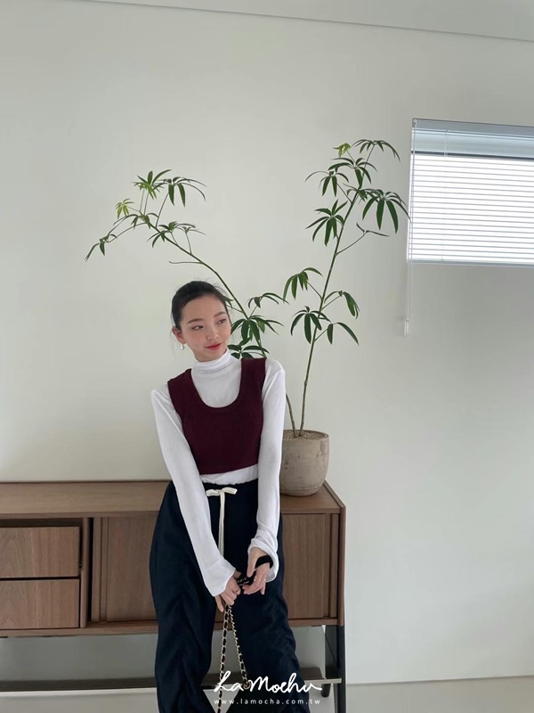 毛線編織圓領短版背心(闆娘清單)
